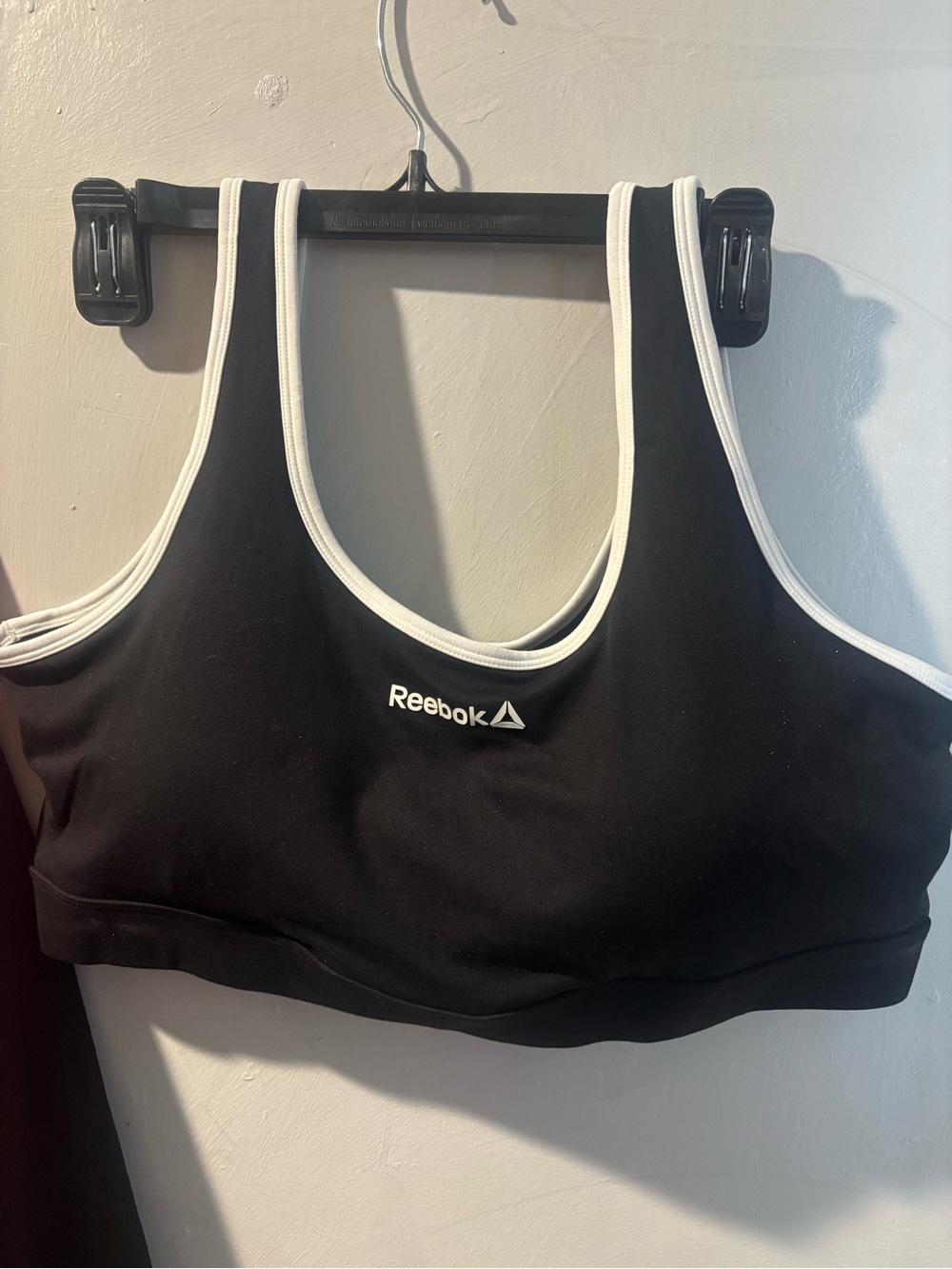 Reebok Black Sports Bra with White Piping